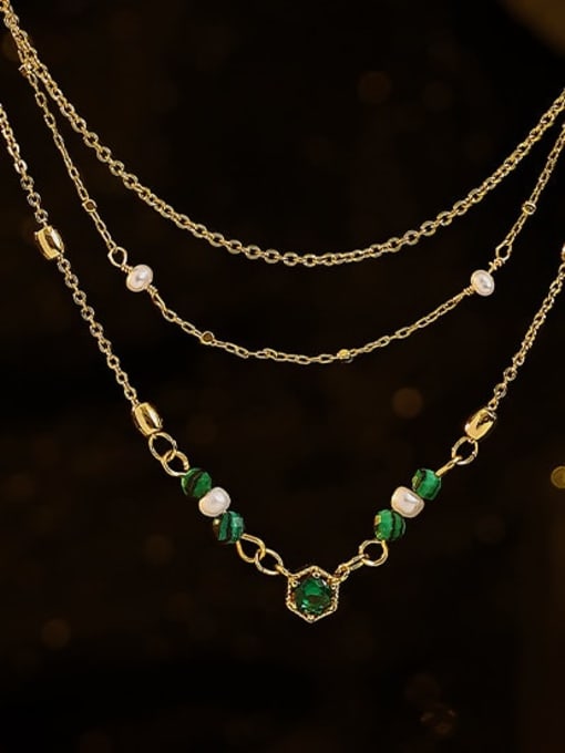 ACCA Brass Imitation Pearl Irregular Vintage Necklace 1