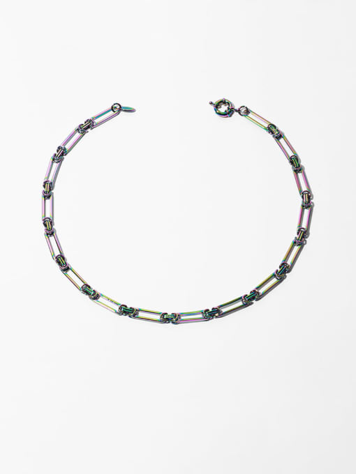 Nodal chain Brass Geometric Hip Hop Beaded Necklace