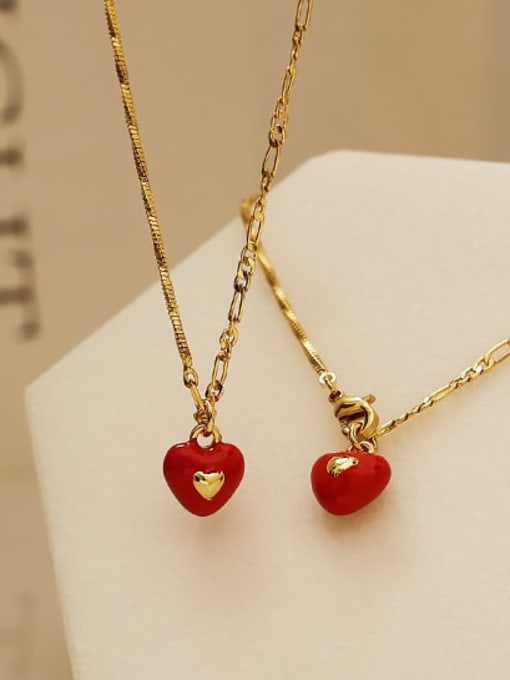 ACCA Dainty Heart Brass Cubic Zirconia Enamel Bracelet and Necklace Set 2