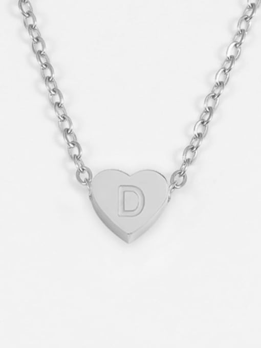 D steel color Stainless steel Letter Minimalist Necklace