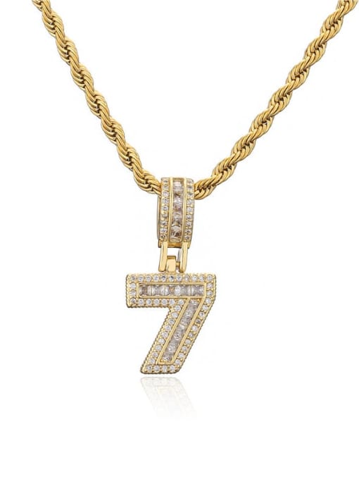7 Pendant (without chain) Brass Cubic Zirconia Trend Number Pendant