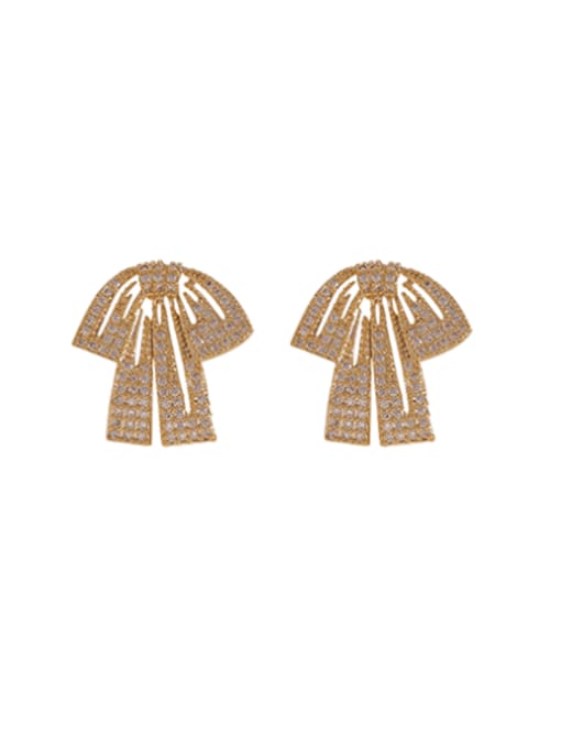 HYACINTH Brass Cubic Zirconia Bowknot Luxury Cluster Earring 0
