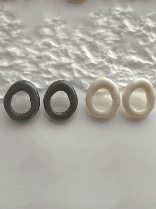 ZRUI Brass Resin Geometric Minimalist Stud Earring 3