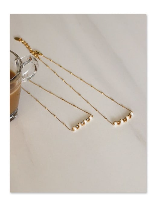 Five Color Brass Bead Geometric Minimalist Necklace 2
