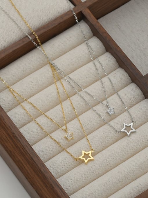 YOUH Brass Geometric Minimalist Multi Strand Necklace 3