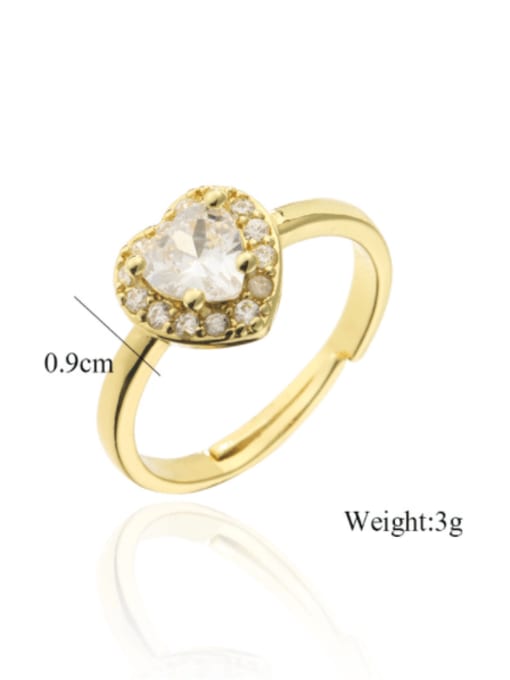 AOG Brass Cubic Zirconia Heart Trend Band Ring 2