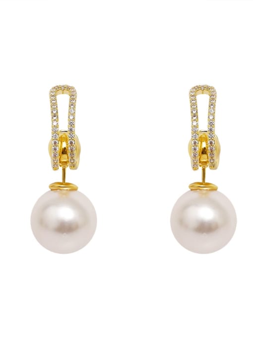 HYACINTH Brass Imitation Pearl Geometric Vintage Drop Earring