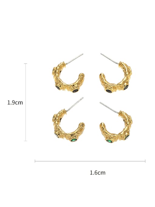 Five Color Brass Cubic Zirconia Geometric Vintage Stud Earring 2
