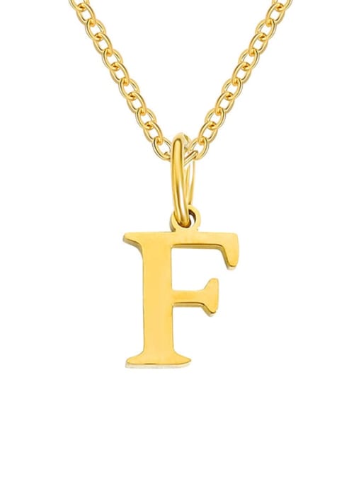 F Gold Stainless steel Letter Minimalist Necklace