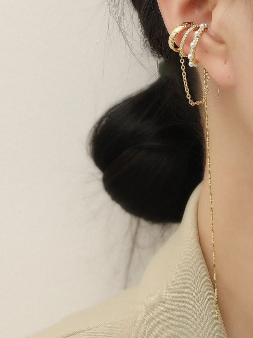 HYACINTH Brass Imitation Pearl Tassel Vintage Drop Trend Korean Fashion Earring 2