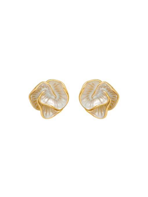 HYACINTH Brass Enamel Flower Minimalist Stud Earring 0