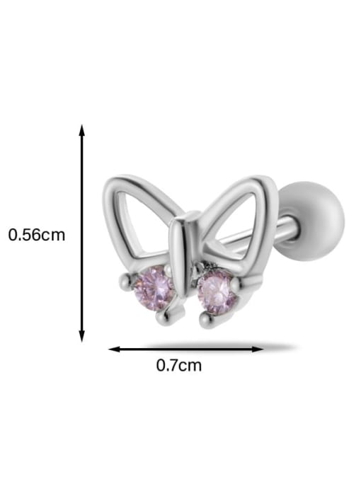 3  # Steel--Single Stainless steel Cubic Zirconia Ball Trend Single Earring