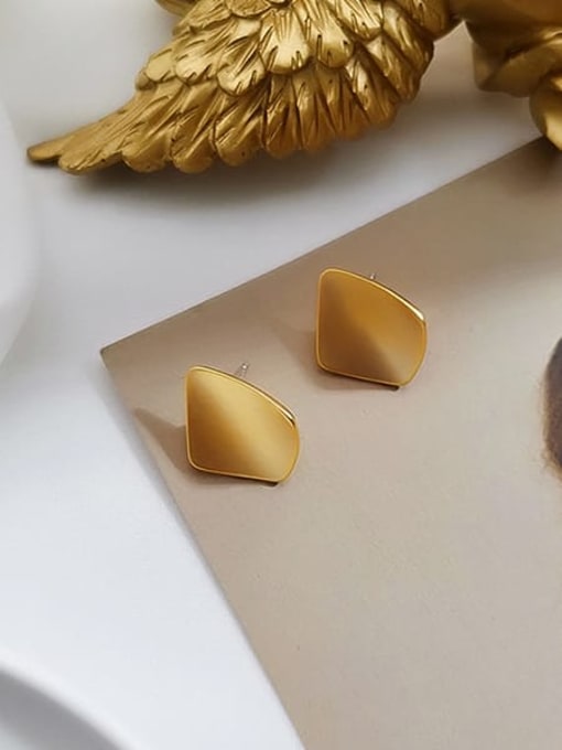 Dumb gold ear acupuncture Brass Smooth Geometric Vintage Stud Trend Korean Fashion Earring