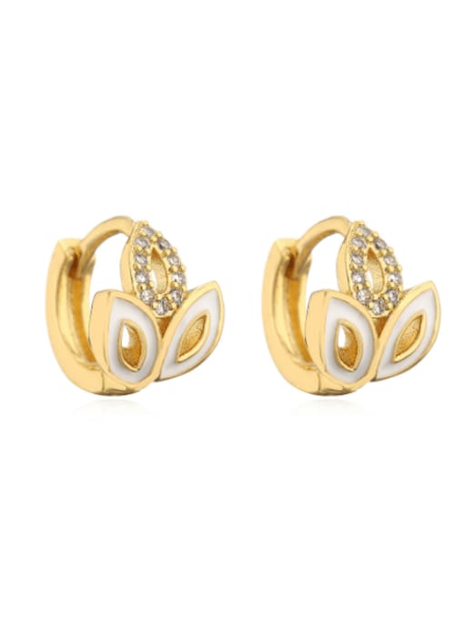 42161 Brass Enamel Geometric Vintage Huggie Earring