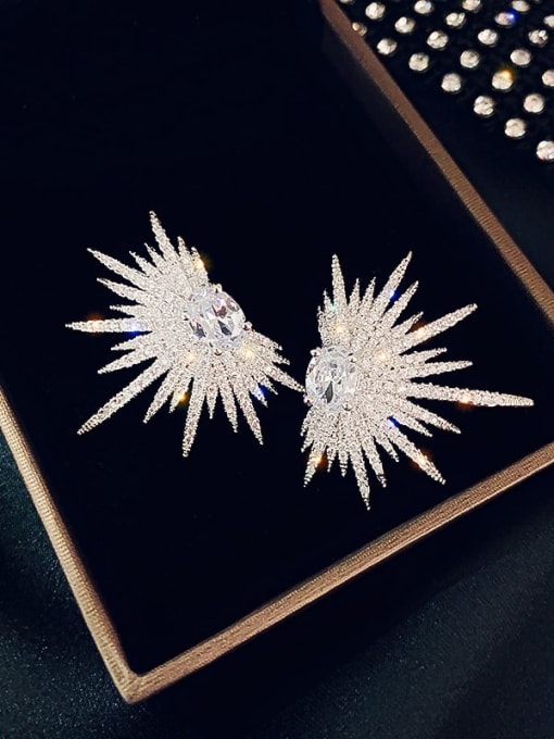 Papara Alloy Cubic Zirconia Star Statement Cluster Earring 2