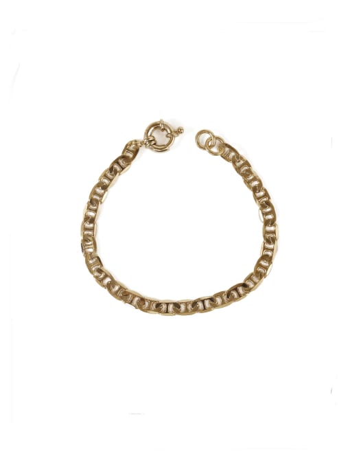 3 Cara gold Brass Imitation Pearl Geometric Chain Vintage Link Bracelet