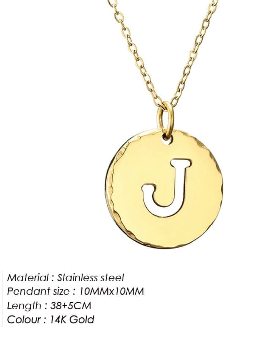 J 14 K gold Stainless steel Letter Minimalist Necklace