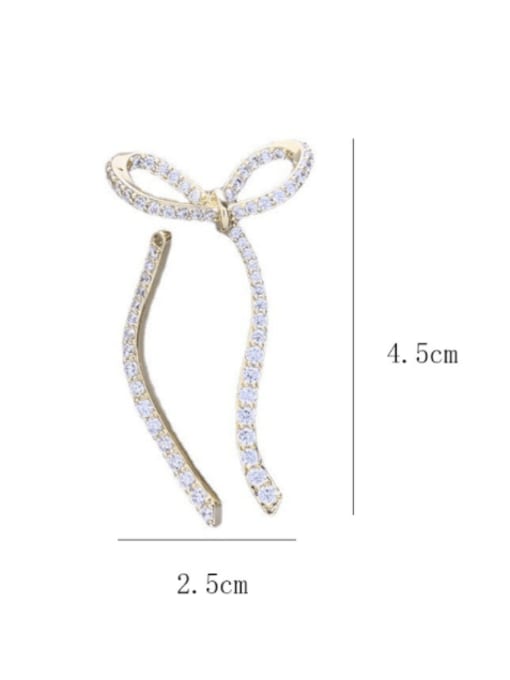 SUUTO Brass Cubic Zirconia Tassel Minimalist Bowknot Cluster Earring 2
