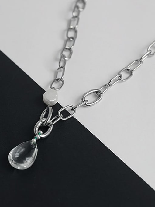 TINGS Brass Imitation crystal Water Drop Vintage Hollow Chain Necklace
