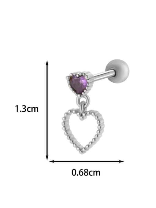 12 #  White Gold--Single Brass Cubic Zirconia Heart Bow-Knot Cute Single Earring