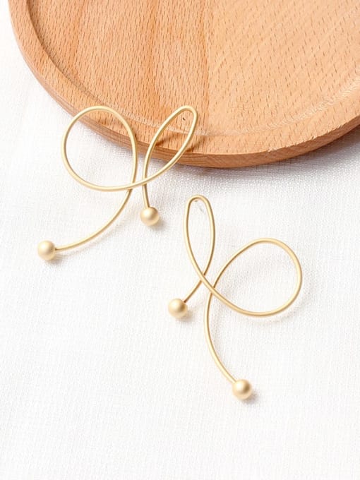 Dumb gold Copper Imitation Pearl Bowknot Minimalist Drop Trend Korean Fashion Earring