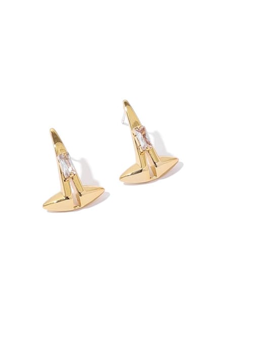 TINGS Brass Cubic Zirconia Triangle Minimalist Stud Earring 3