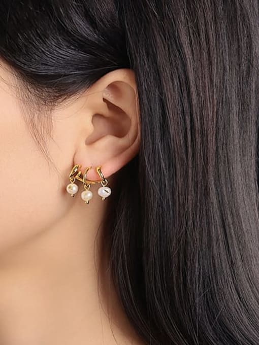 Five Color Brass Imitation Pearl Tassel Minimalist Single Earring 1