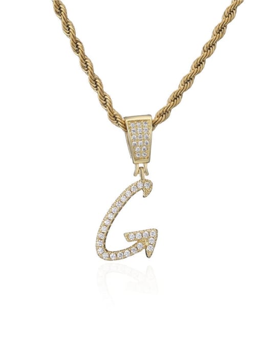 G Brass Cubic Zirconia Letter Vintage Necklace