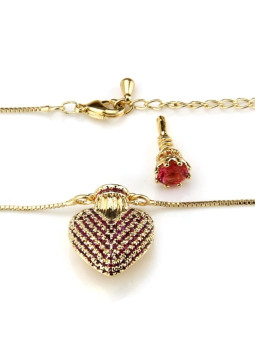 renchi Brass Cubic Zirconia Heart Dainty Necklace 4