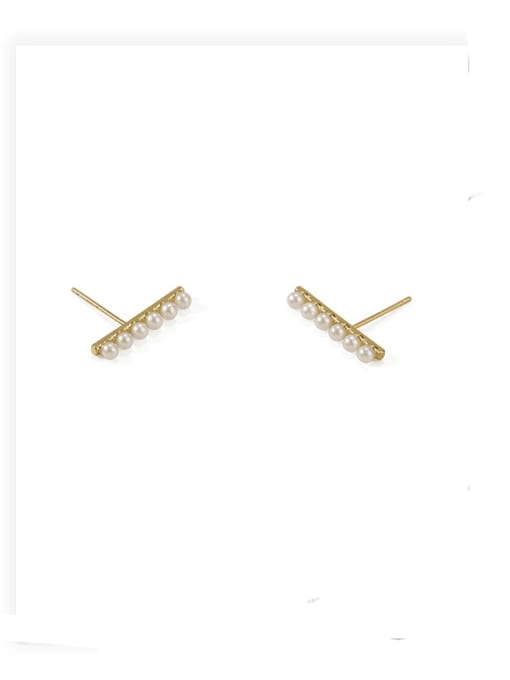 ACCA Brass Imitation Pearl Geometric Minimalist Stud Earring 0