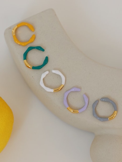 Five Color Brass Enamel Irregular Minimalist Band Ring 3