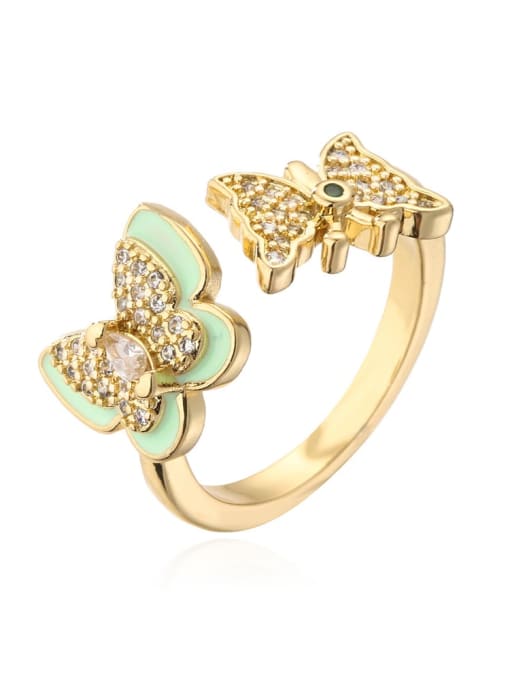 12329 Brass Cubic Zirconia Butterfly Vintage Band Ring