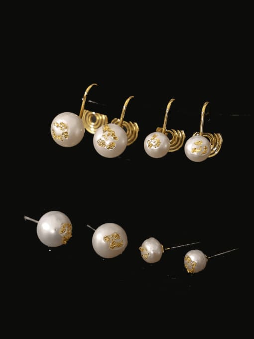 ACCA Brass Freshwater Pearl Irregular Vintage Stud Earring 1