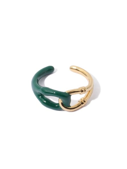 6 (No. 7 ring, non adjustable) Brass Enamel Geometric Minimalist Band Ring