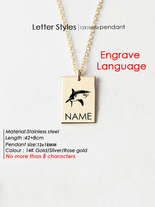Gold DW 97 Stainless steel  Laser Letter Animal Minimalist Geometry Pendant Necklace