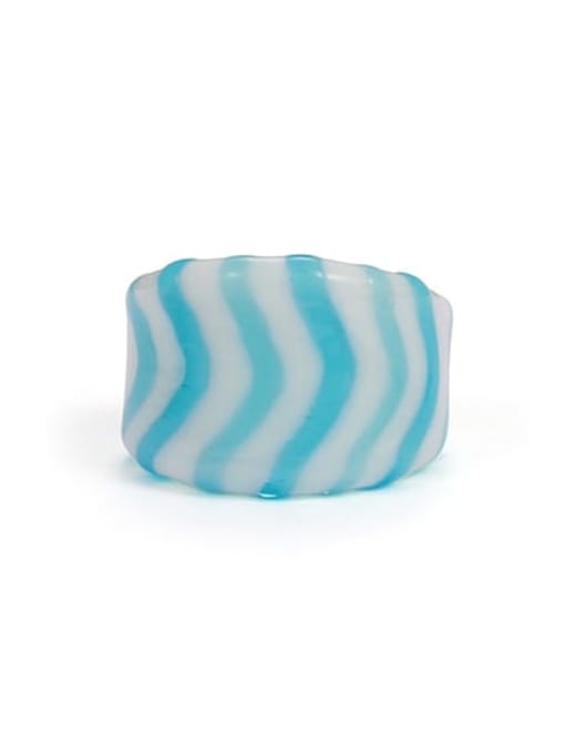 Blue and white stripes Hand Glass  Multi Color Geometric Minimalist Band Ring
