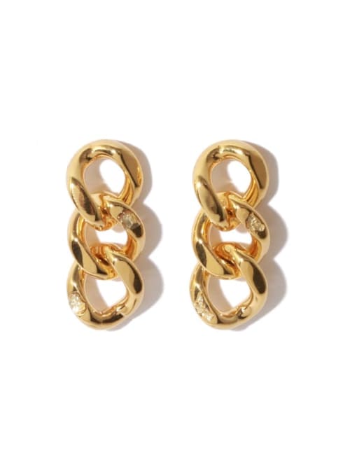 golden Brass Holllow Geometric Chain Vintage Drop Earring