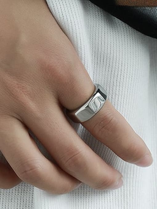 TINGS Titanium Steel Geometric Minimalist Band Ring 2