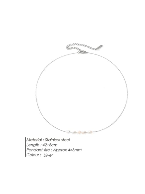 Steel color Stainless steel Imitation Pearl Minimalist Necklace