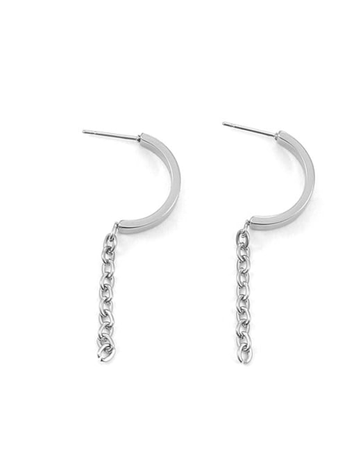 TINGS Titanium Steel Tassel Minimalist Drop Earring 0