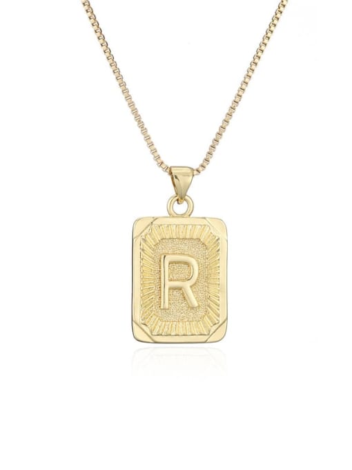 R Brass Letter Hip Hop Geometry Pendant Necklace