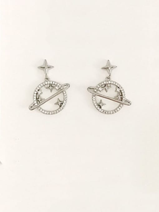 white K Copper Cubic Zirconia Star Dainty Stud Trend Korean Fashion Earring
