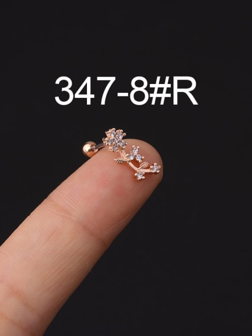8 # Rose Gold Titanium Steel Cubic Zirconia Ball Hip Hop Stud Earring(Single Only One)