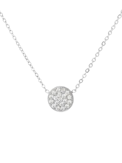 April White Steel Stainless steel Cubic Zirconia Round Minimalist Necklace