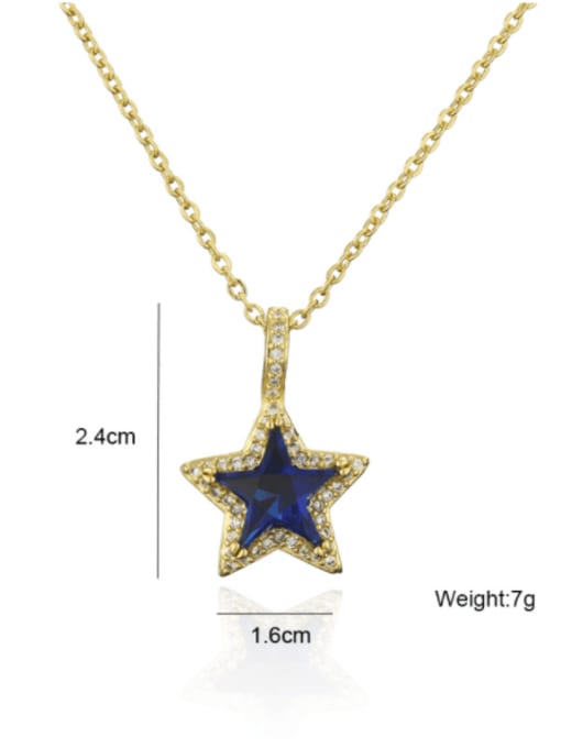 AOG Brass Glass Stone  Minimalist Five-pointed star Pendant Necklace 2