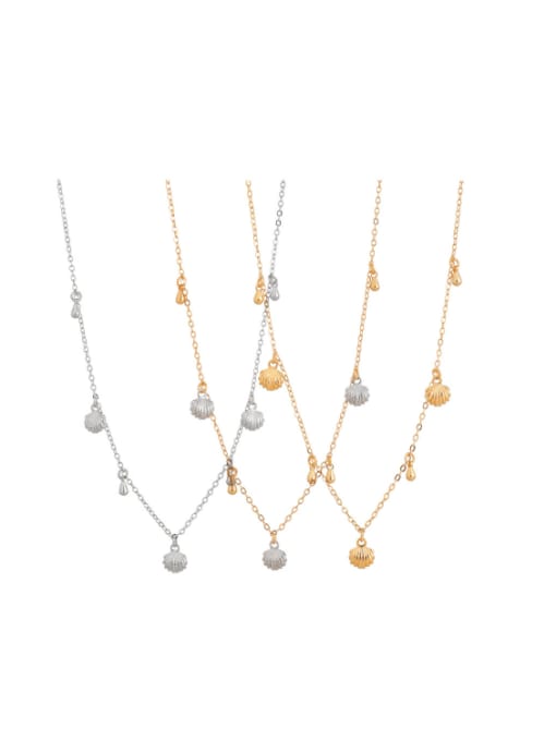 Five Color Brass Shell  shape Vintage Necklace