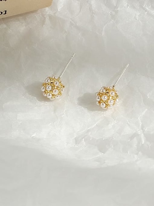 HYACINTH Copper Imitation Pearl Ball Minimalist Stud Trend Korean Fashion Earring 2