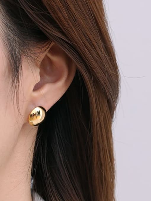 ACCA Brass Smooth Round Minimalist Stud Earring 1