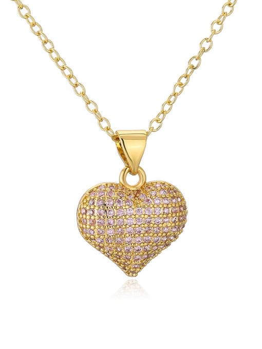 22083 Brass Cubic Zirconia Heart Hip Hop Necklace