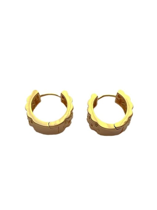 YOUH Brass Geometric Hip Hop Huggie Earring 4